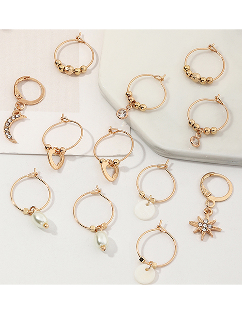 Fashion Gold Color Love Pearl Shell Earrings Set