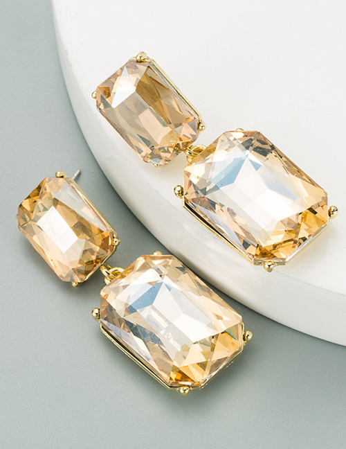 Fashion Brown Geometric Diamond Earrings