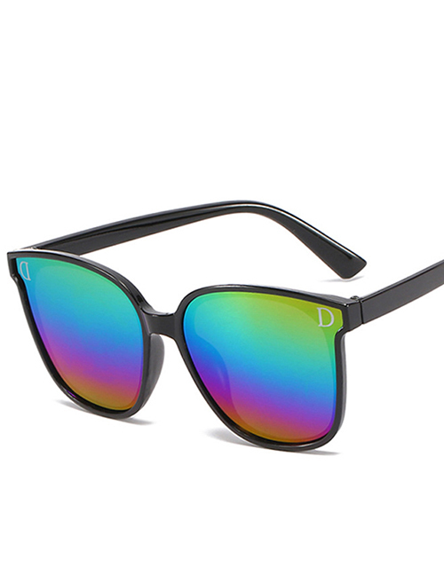 Fashion Bright Black Colorful Mercury D-shaped Childrens Uv Protection Concave Sunglasses