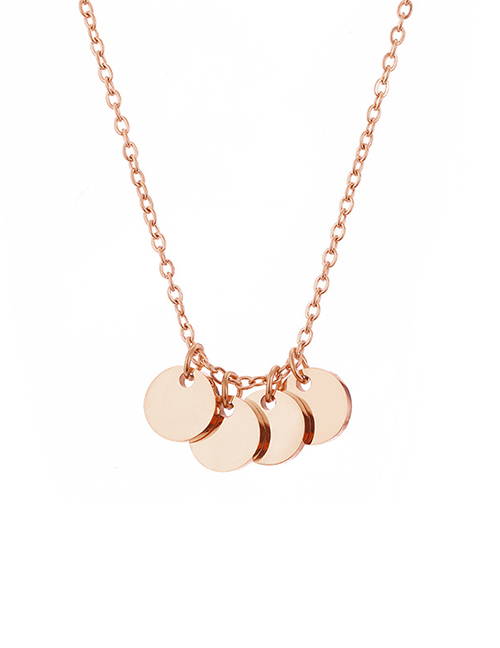 Fashion Rose Gold-4 Pieces Stainless Steel 6mm Round Pendant Necklace