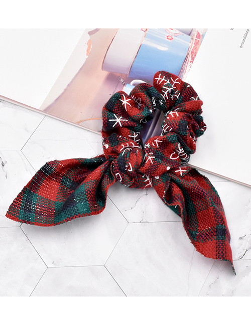 Fashion Red Wine Checkered Ribbon Fabric Knotted Large Intestine Ring