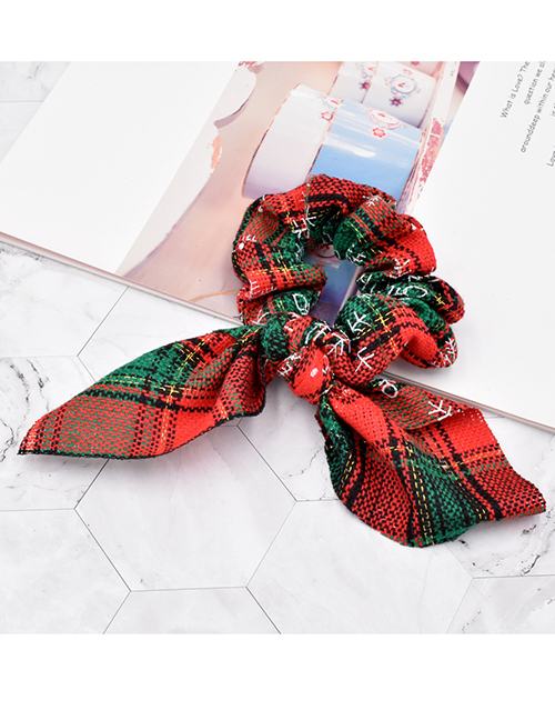 Fashion Red Green Checkered Ribbon Fabric Knotted Large Intestine Ring