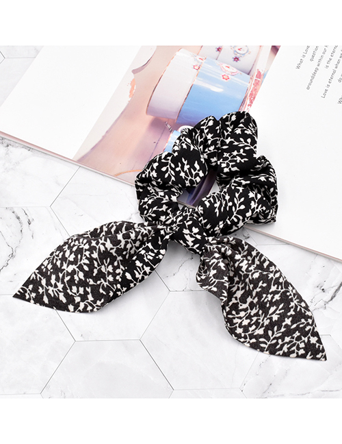 Fashion Floral Black Cashew Flower Fabric Silk Scarf Ribbon Hair Tie