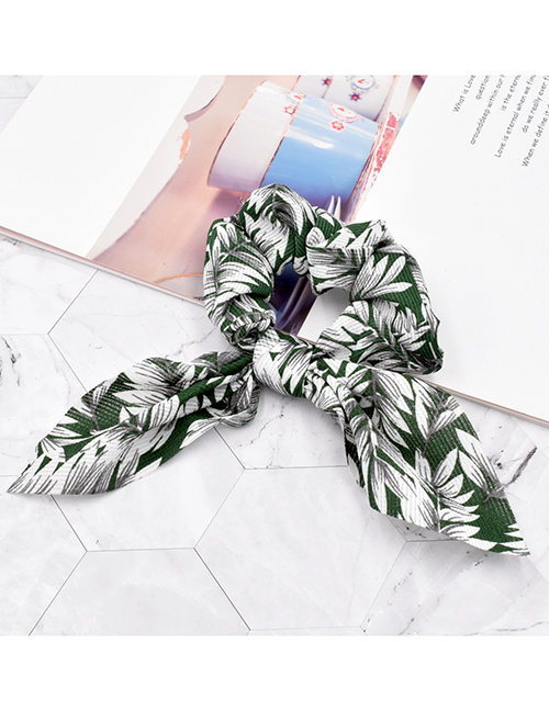 Fashion Leaves Green Cashew Flower Fabric Silk Scarf Ribbon Hair Tie