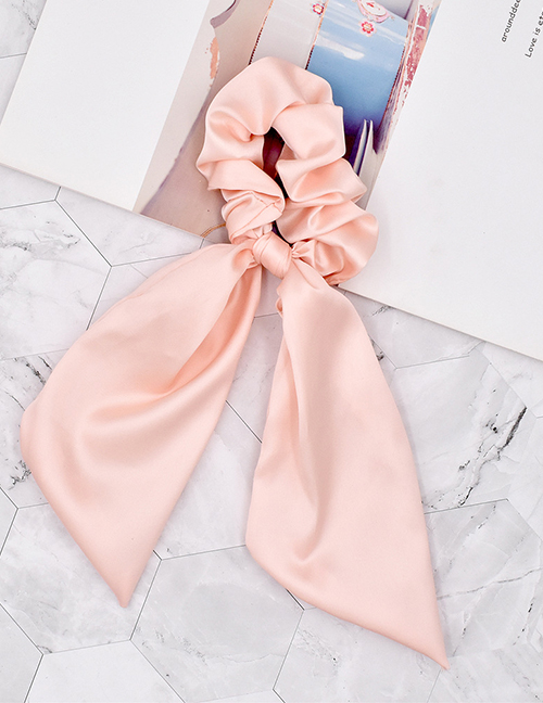 Fashion Korean Pink Solid Color Ribbon Silk Scarf Large Intestine Hair Ring