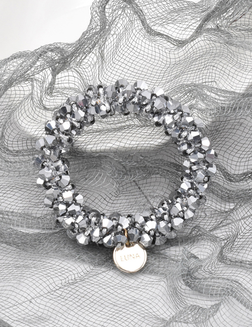 Fashion Symphony White Gray Crystal Braided Pearl Hair Tie