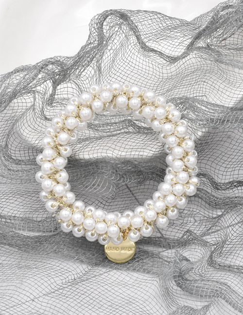 Fashion 3mm Pearl Crystal Braided Pearl Hair Tie
