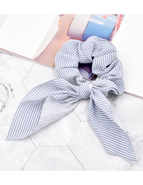 Fashion Striped Blue Polka Dot Streamer Fabric Striped Large Intestine Hair Tie