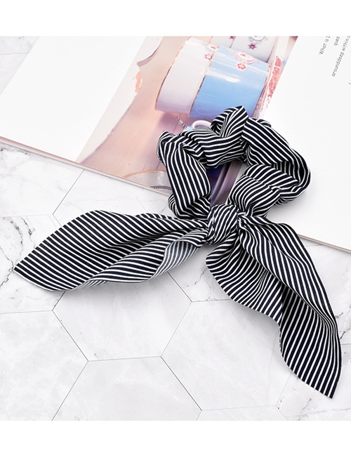 Fashion Striped Black Polka Dot Streamer Fabric Striped Large Intestine Hair Tie