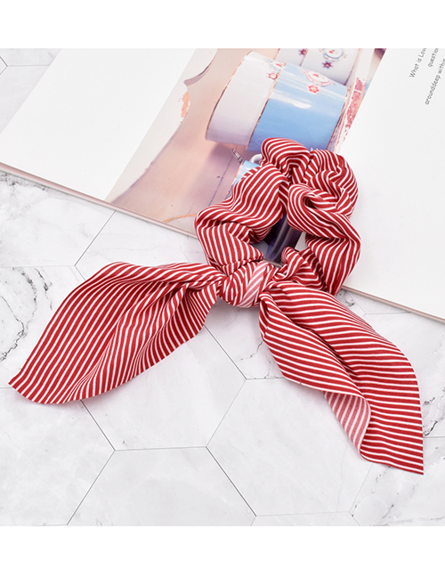 Fashion Striped Red Polka Dot Streamer Fabric Striped Large Intestine Hair Tie