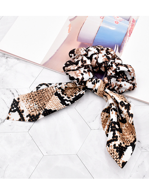 Fashion Snakeskin Brown Fabric Leopard Print Streamer Snake Skin Print Large Intestine Hair Tie