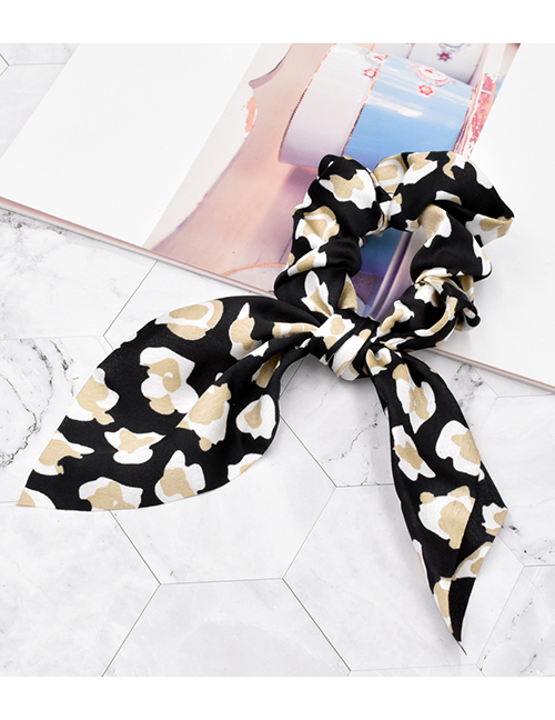 Fashion Leopard Black Fabric Leopard Print Streamer Snakeskin Print Large Intestine Hair Tie