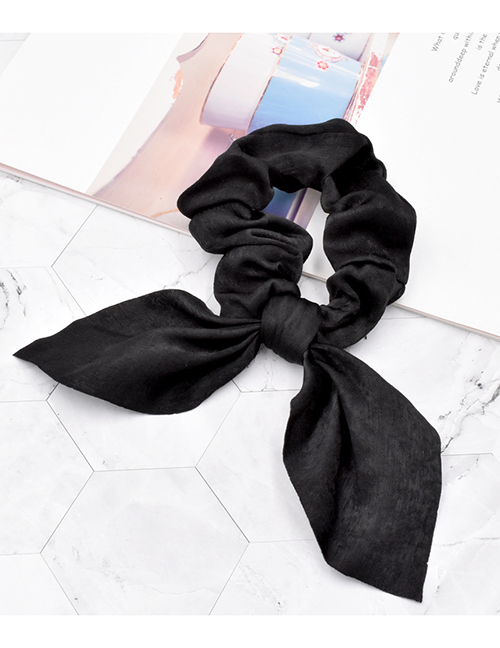 Fashion Black Pure Color Silk Scarf Fabric Knotted Hair Tie