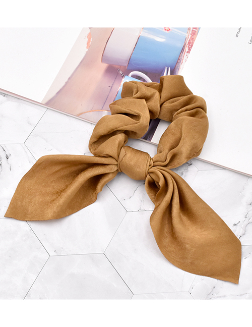 Fashion Brown Pure Color Silk Scarf Fabric Knotted Hair Tie