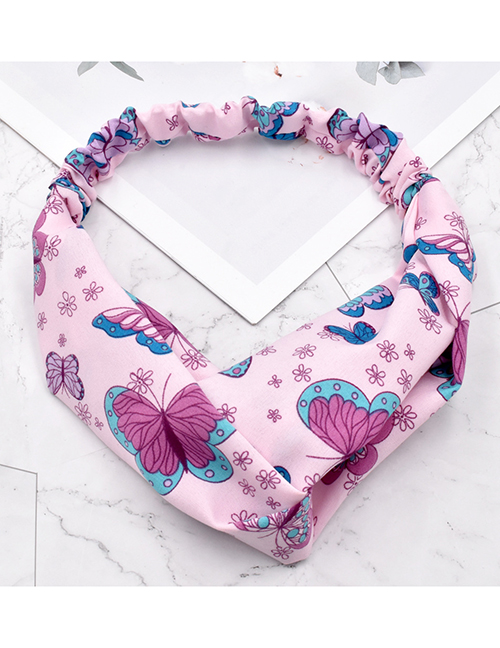 Fashion Pink Small Butterfly Cloth Cross Hair Band