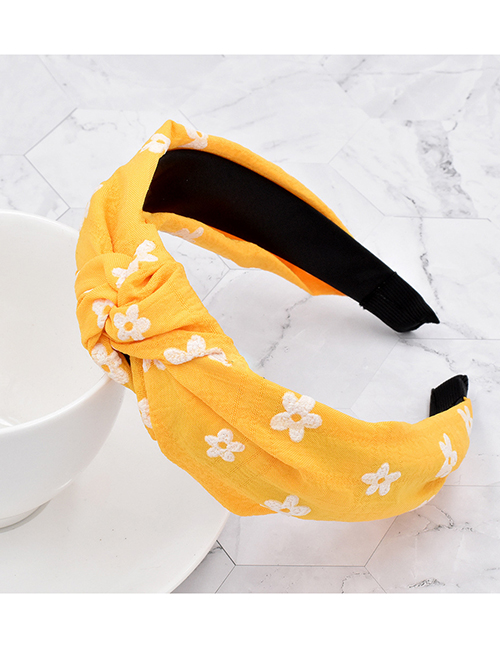 Fashion Yellow Plum Blossom Fabric Knotted Flower Headband