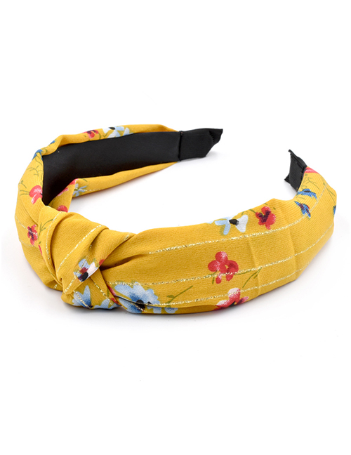 Fashion Yellow Golden Plum Blossom Knotted Wide-brim Flower Headband