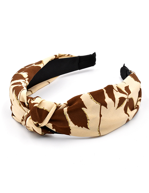 Fashion Brown Fabric Knotted Plant Branch Printing Headband