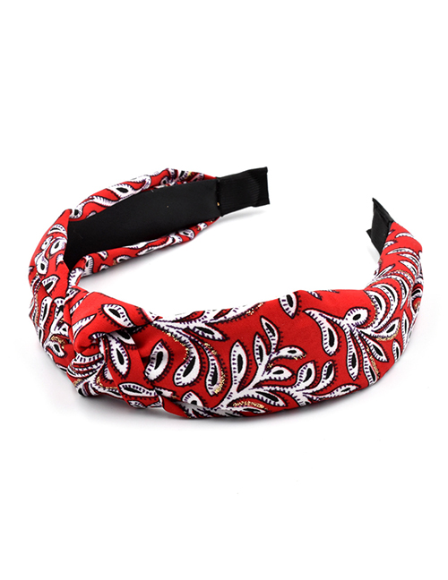 Fashion Red Cashew Flower Pattern Fabric Knotted Headband