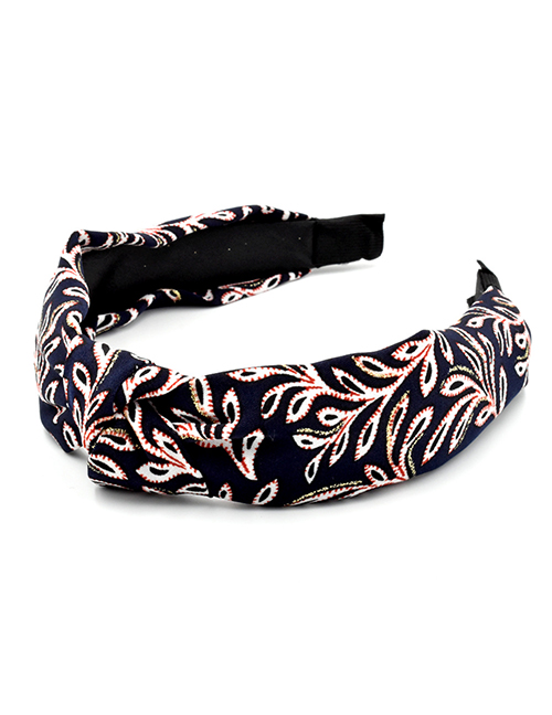 Fashion Navy Cashew Flower Pattern Fabric Knotted Headband