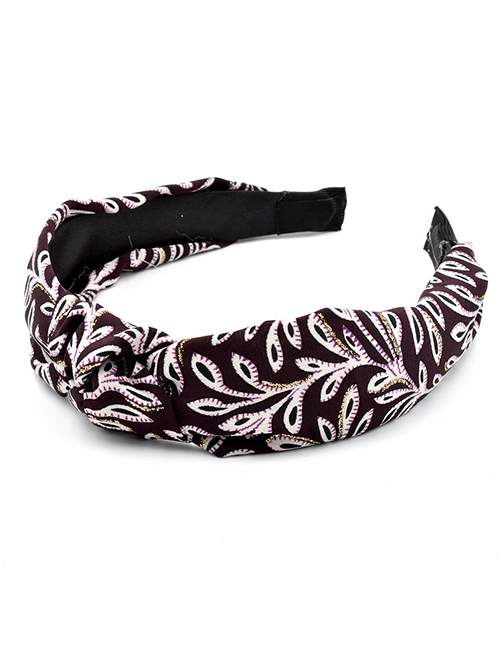 Fashion Fuchsia Cashew Flower Pattern Fabric Knotted Headband