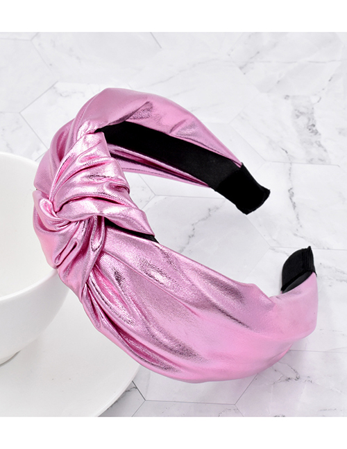 Fashion Pink Camouflage Knotted Pu Leather Headband