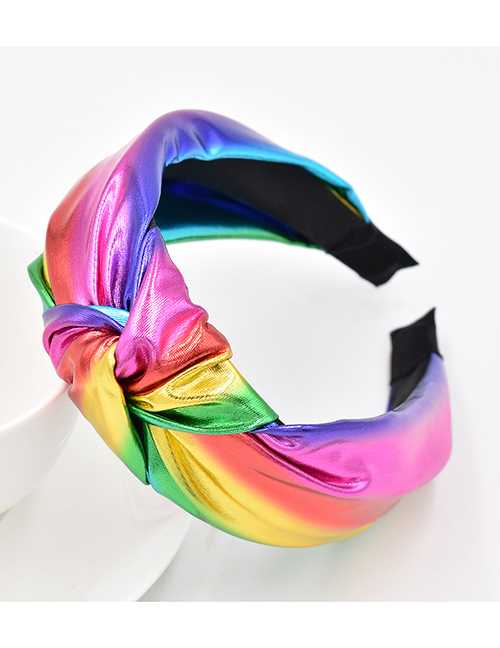 Fashion Rainbow Colors Camouflage Knotted Pu Leather Headband