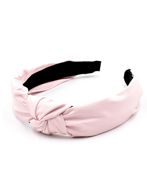 Fashion Pink Genuine Leather Knotted Soft Leather Headband