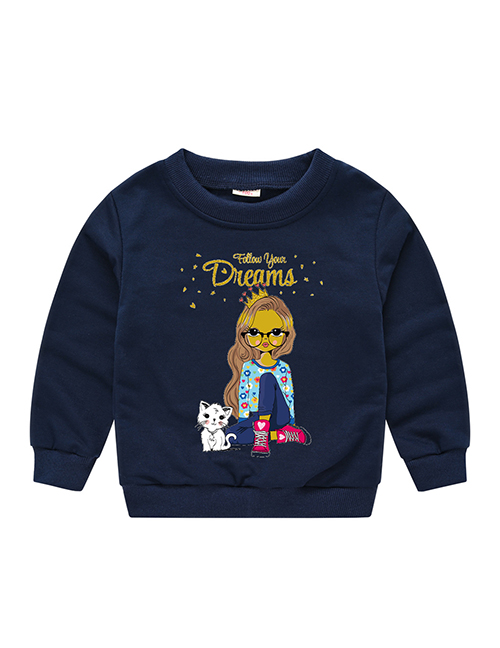 Fashion Navy Blue 9 Childrens Cartoon Pullover Sweater 1-7 Years Old