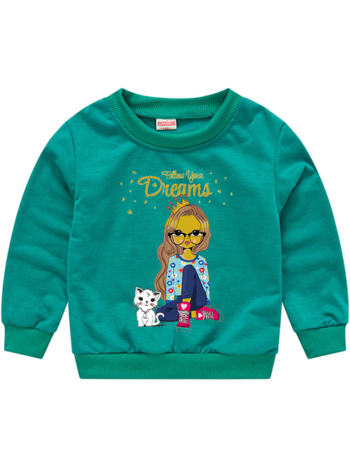 Fashion Green 9 Childrens Cartoon Pullover Sweater 1-7 Years Old