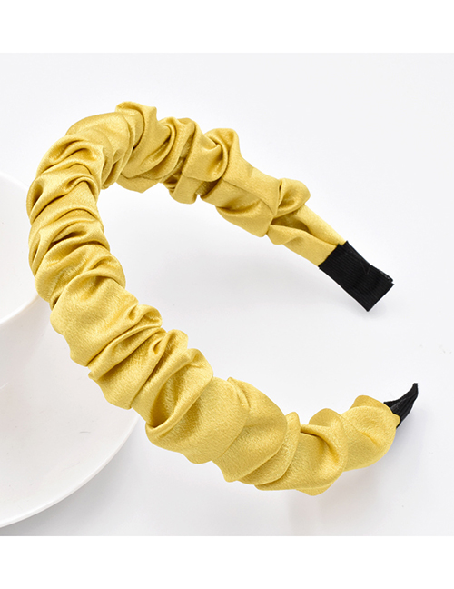 Fashion Yellow Silky Satin Bubble Pleated Headband