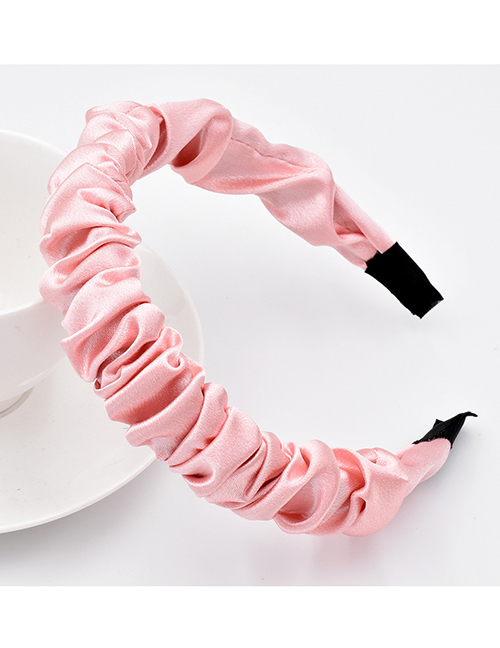 Fashion Pink Silky Satin Bubble Pleated Headband