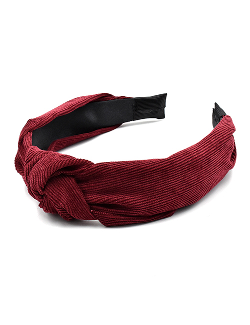 Fashion Red Fabric Suede Solid Color Cross-knotted Headband