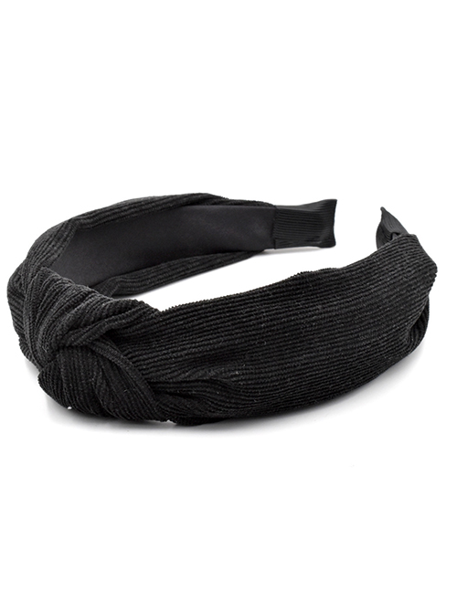 Fashion Black Fabric Suede Solid Color Cross-knotted Headband