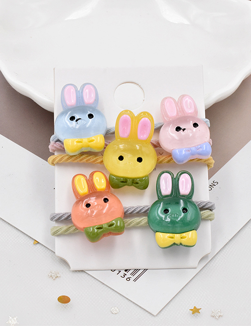 Fashion 2# Childrens Candy Color Bunny Dinosaur Daisy Rubber Hair Ring