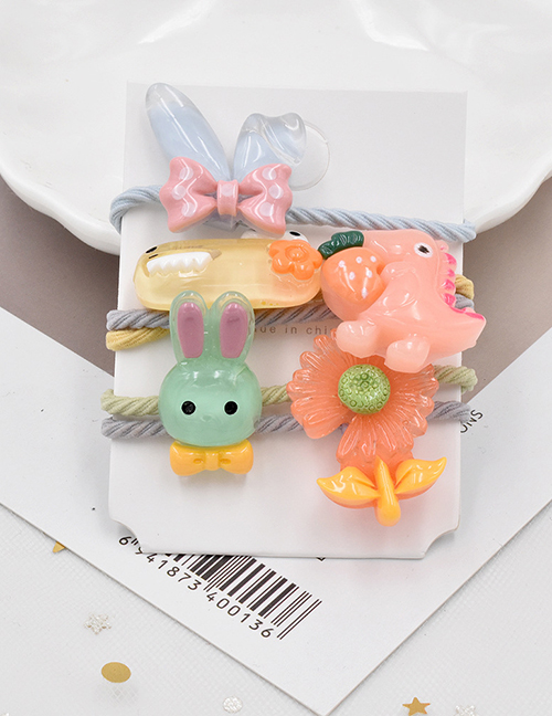 Fashion 17# Childrens Candy Color Bunny Dinosaur Daisy Rubber Hair Ring
