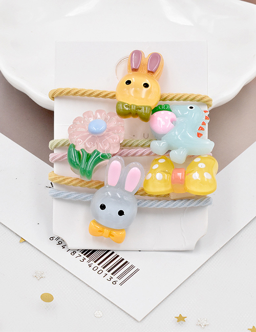 Fashion 20# Childrens Candy Color Rabbit Dinosaur Daisy Rubber Hair Ring