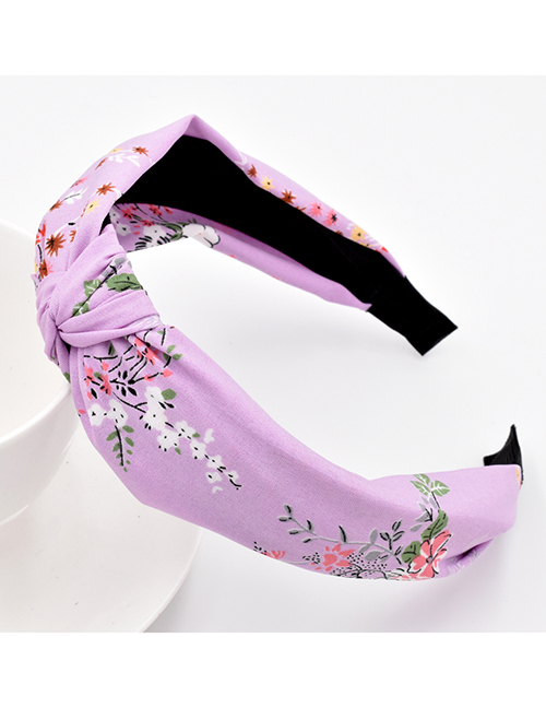 Fashion Purple Small Plum Blossom Fabric Knotted Flower Headband