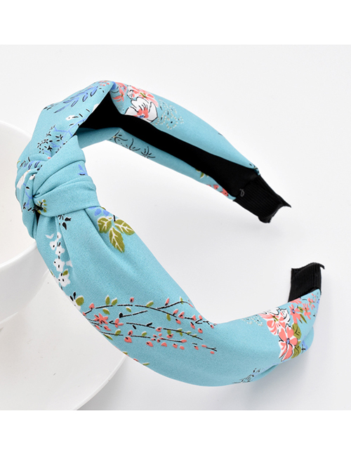 Fashion Blue Small Plum Blossom Fabric Knotted Flower Headband