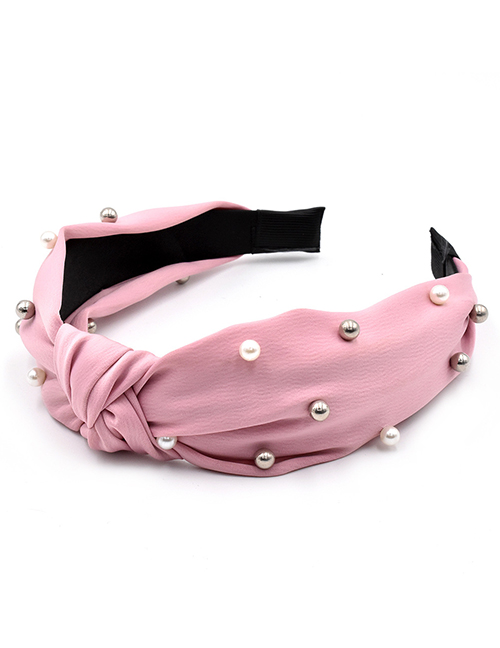 Fashion Pink Pearl Knotted Fabric Headband