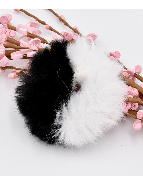 Fashion Black + White Shuangpin Two-tone Plush Faux Rabbit Hair Hair Rope