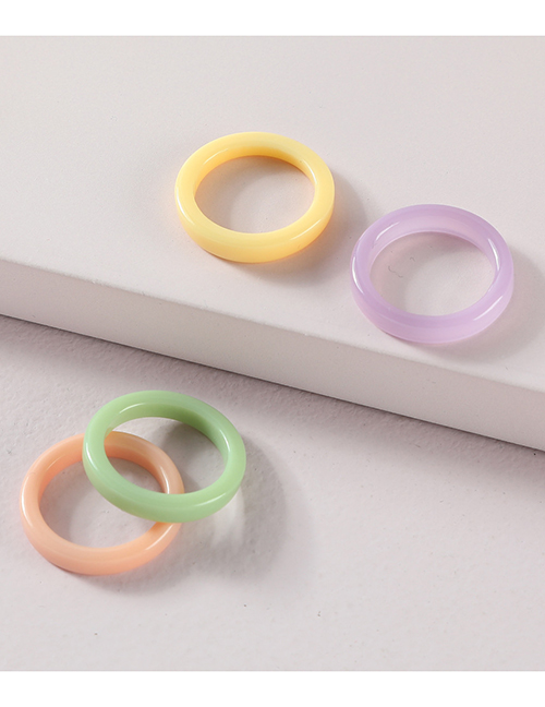 Fashion Suit A Set Of Four Resin Colored Rings