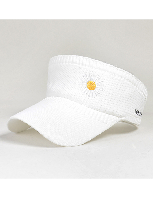 Fashion White Little Daisy Knitted Empty Sun Hat