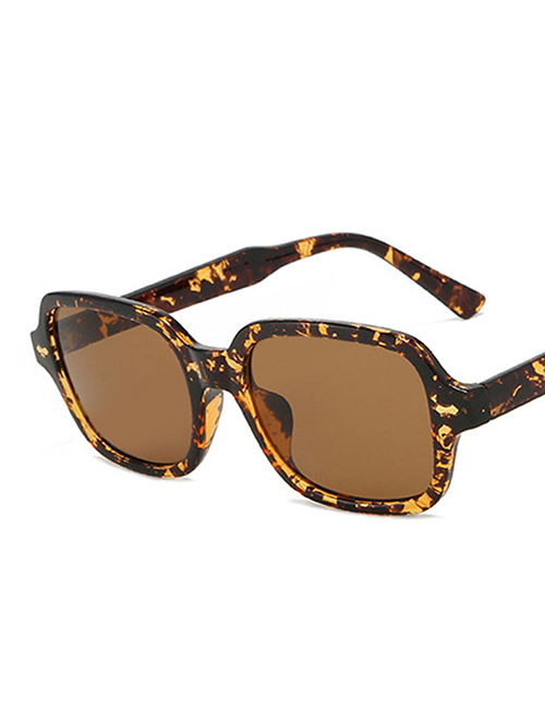 Fashion Leopard Tea Chips Rice Nail Square Sunglasses