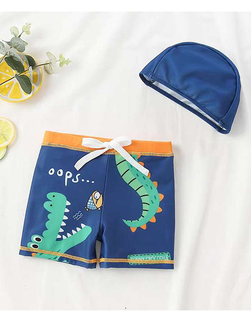 Fashion Digostar New Crocodile + Hat Childrens Cartoon Pattern Swimming Trunks Boxer Swimming Trunks + Swimming Cap Swimming Suit