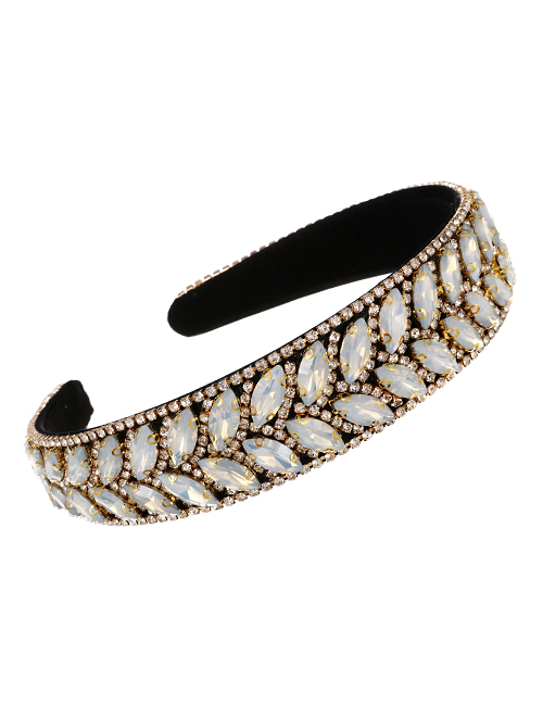 Fashion Milky Alloy Resin Diamond Headband