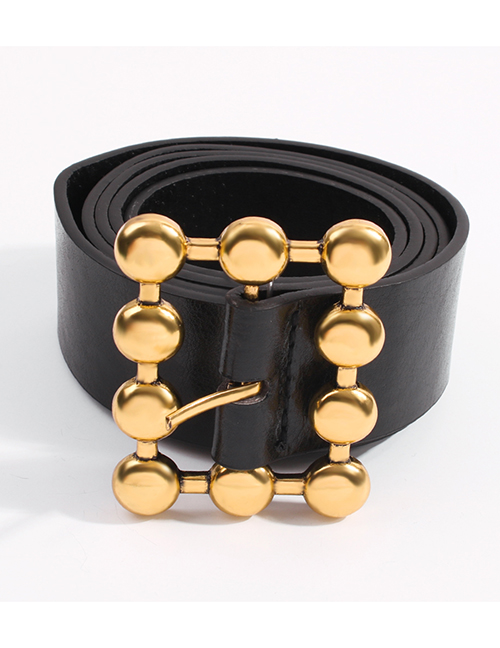 Fashion Golden Rectangular Ball Pu Alloy Geometric Shape Belt