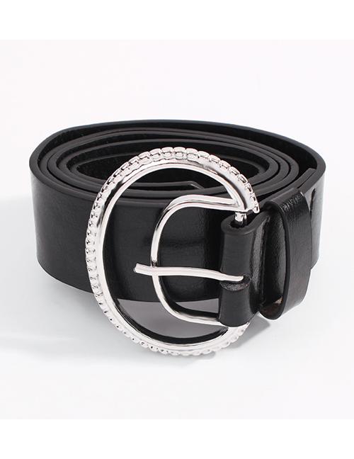 Fashion White K Oval Double Layer Pu Alloy Geometric Shape Belt