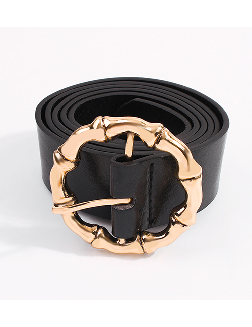 Fashion Golden Round Bamboo Joints Pu Alloy Geometric Shape Belt