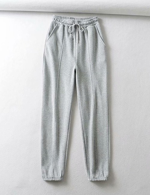 Fashion Gray Lace-up Straight-leg Pants